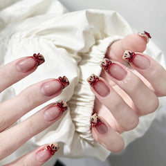 Burgundy Bow Christmas New Year Wear Nail Nail Ornament (Minimum purchase 50 pcs)