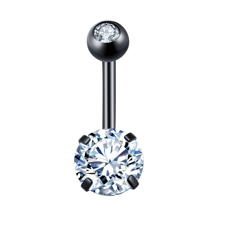 Piercing de acero inoxidable para el cuerpo, con circonitas, para el ombligo