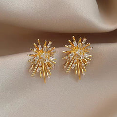 Pendientes de plata S925 con forma de aguja y diamantes de imitación para mujer 