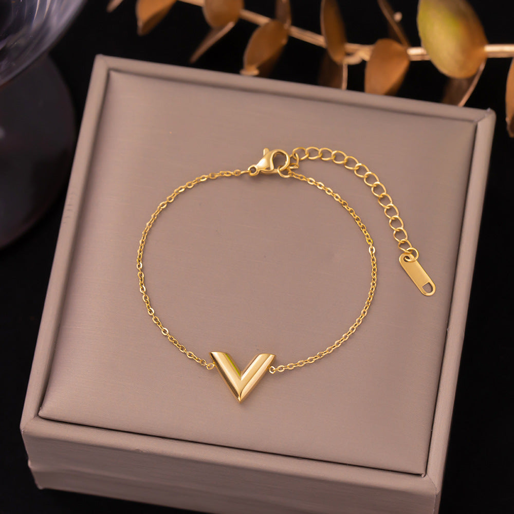 Pulsera de acero de titanio para mujer, pulsera sencilla, joyería 
