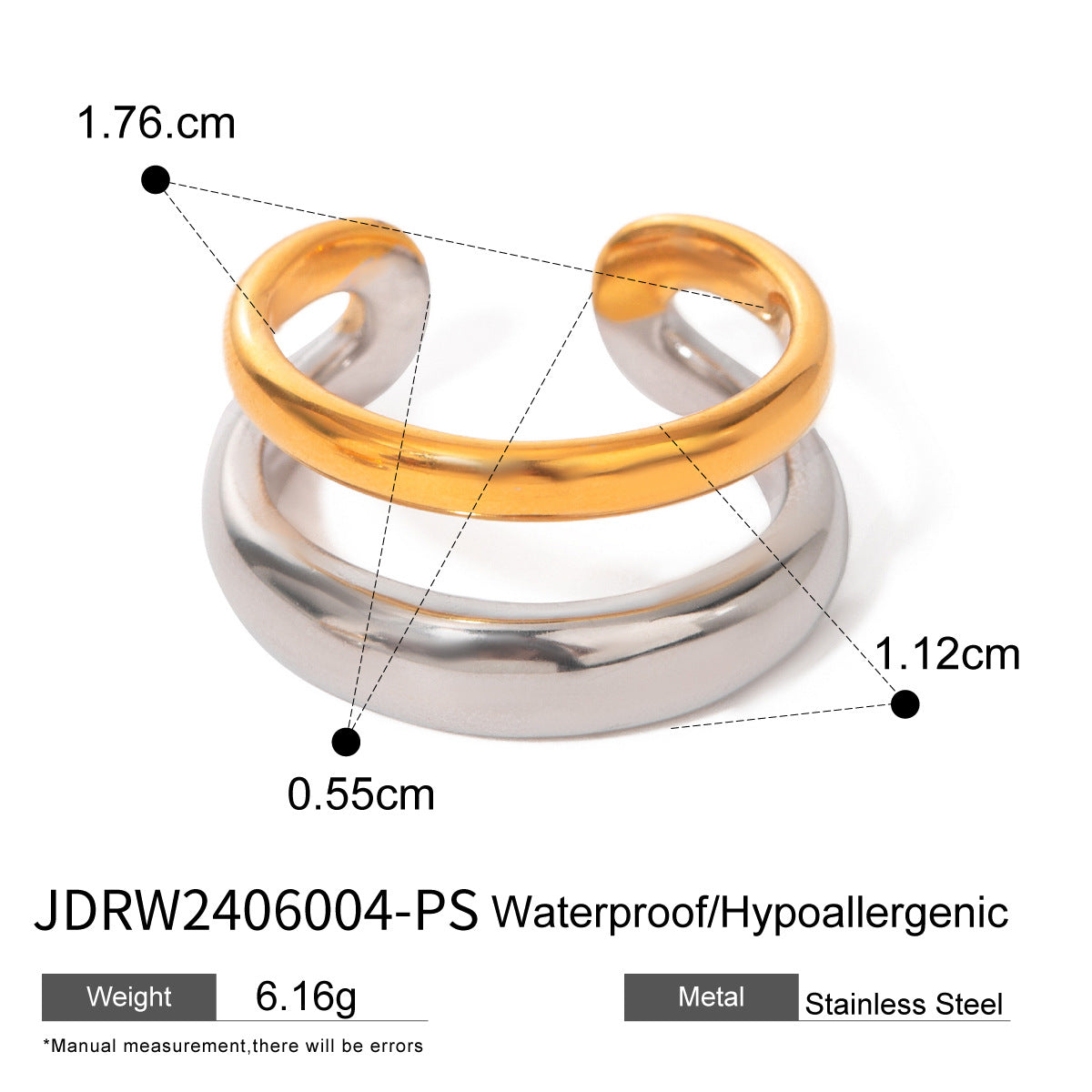 Wholesale Jewelry Glam Simple Style Classic Style Geometric 304 Stainless Steel Plating Open Rings