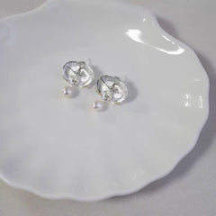 Pendientes de plata S925 con incrustaciones de perlas Phalaenopsis y aguja 