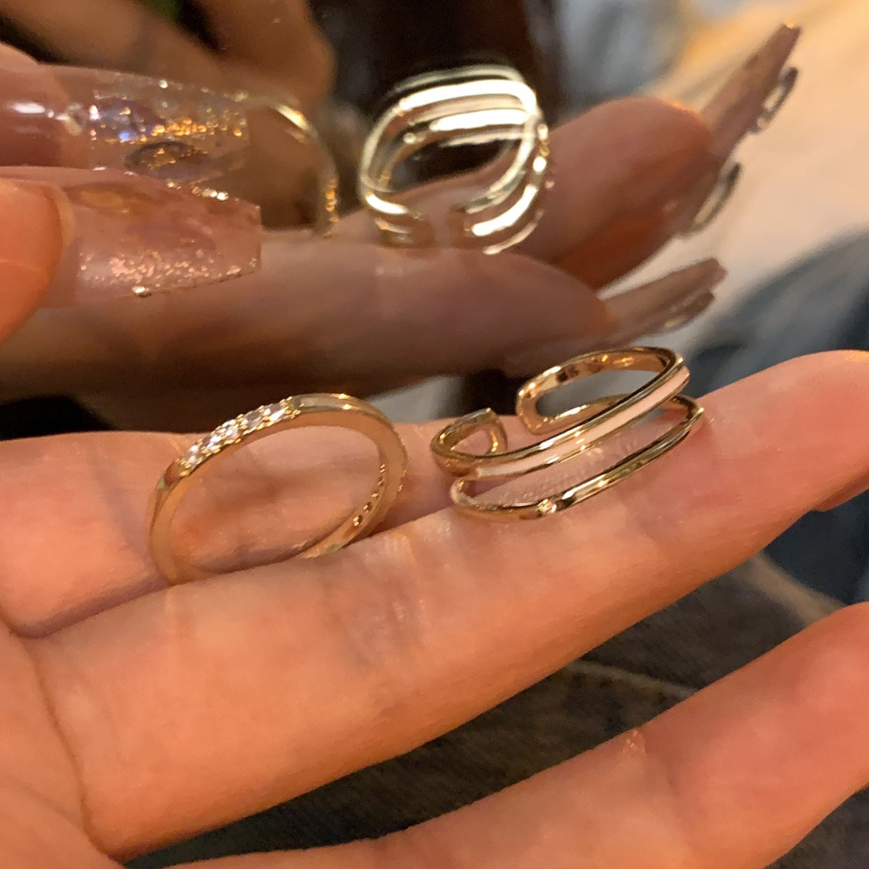 Anillo sencillo ajustable para dedo índice para mujer 