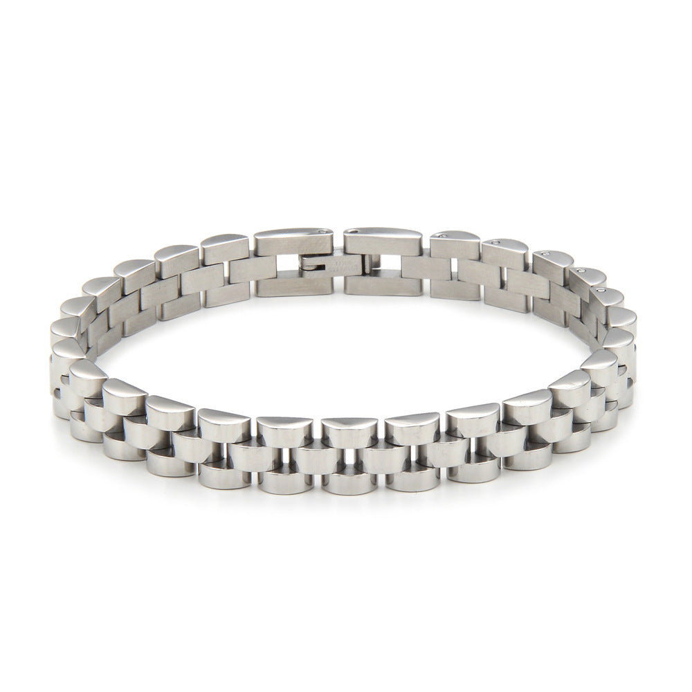 Correa de acero de titanio, pulsera de acero inoxidable de 15 mm, cadena de reloj para hombre, joyería ajustable 