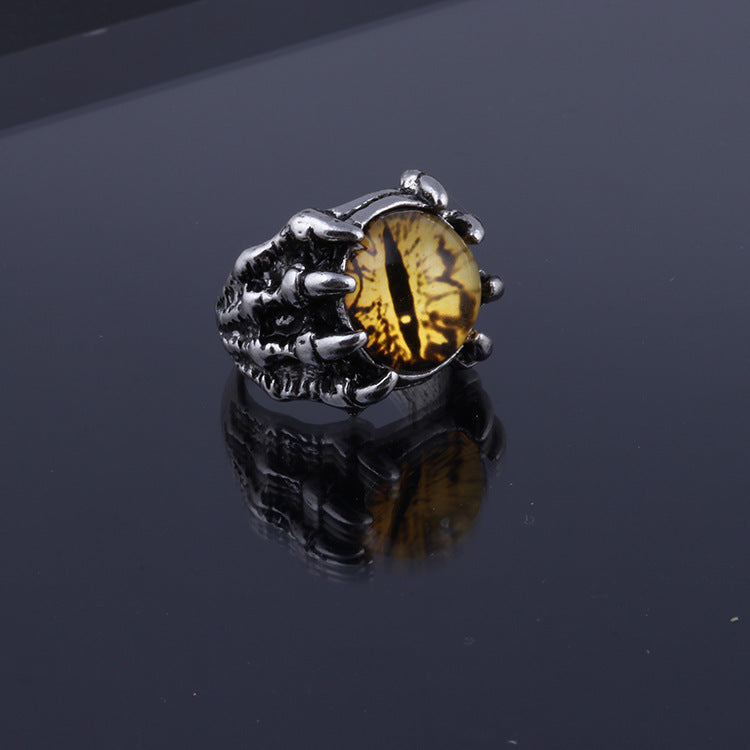 Anillo de ojo de garra de águila con garra de dragón Anillo abierto de ojo de diablo 