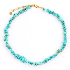 Collar bohemio de piedra natural con perlas irregulares y turquesa, 2 piezas 