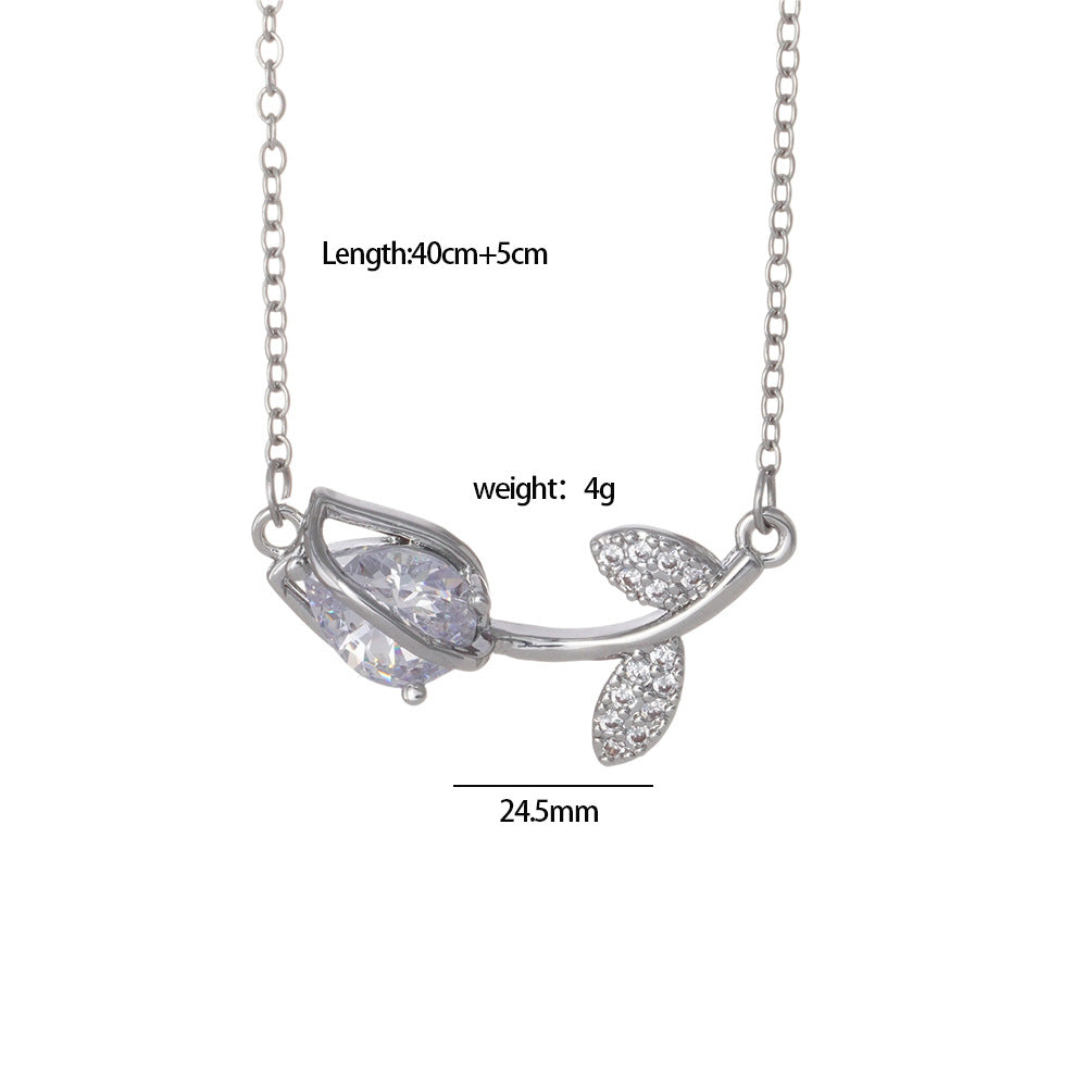 Collar de flores de tulipán con accesorios de acero de titanio 