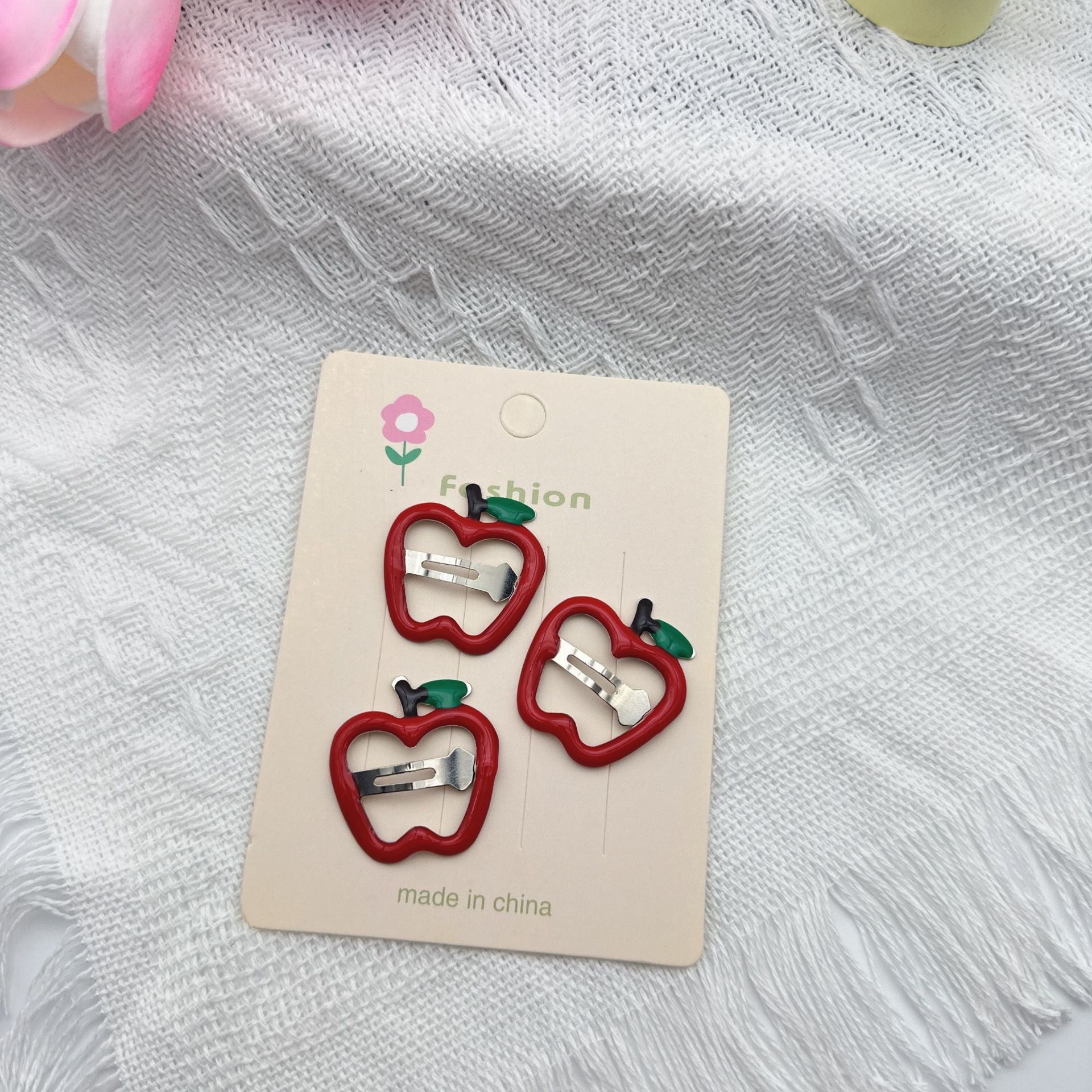 Horquilla para el pelo con forma de flequillo, diseño de fruta, manzana, cereza y fresa, para niña, 2 unidades 