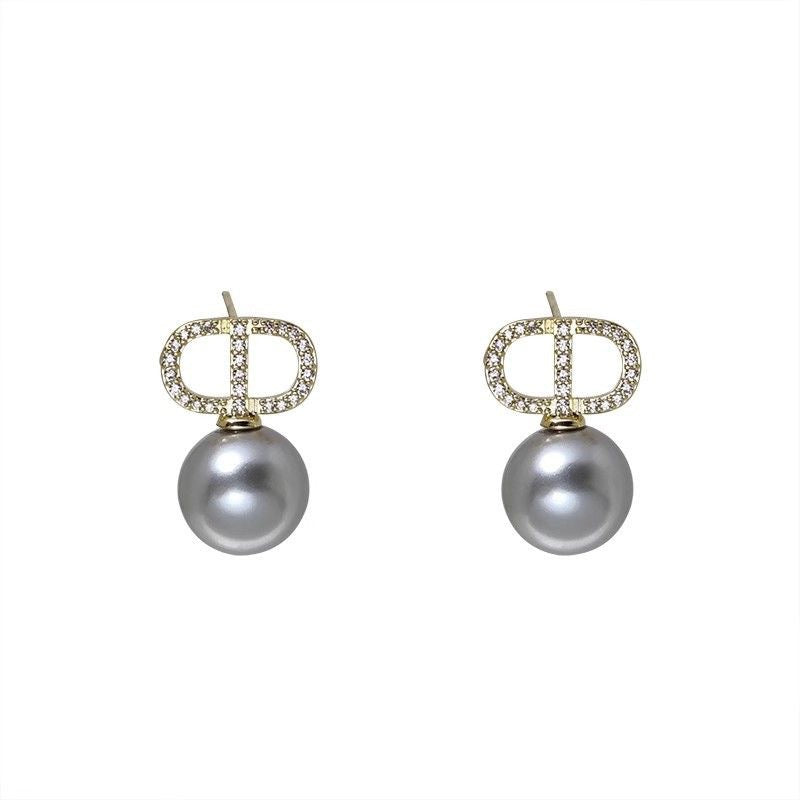 1 Pair Sweet IG Style Geometric Heart Shape Butterfly Inlay Alloy Rhinestones Pearl Drop Earrings Ear Studs