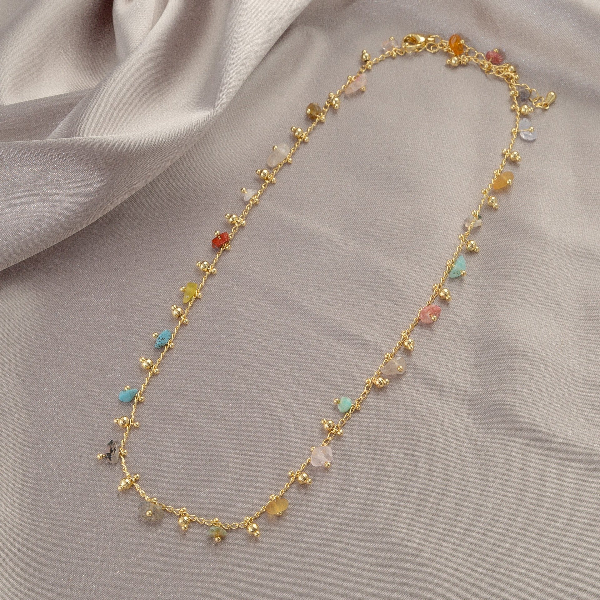 Collar de perlas de agua dulce de piedra natural con cadena de clavícula con cuentas 