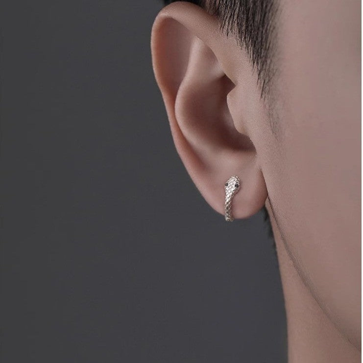 Pendientes de serpiente con clip para hombre, individuales, sin perforaciones 