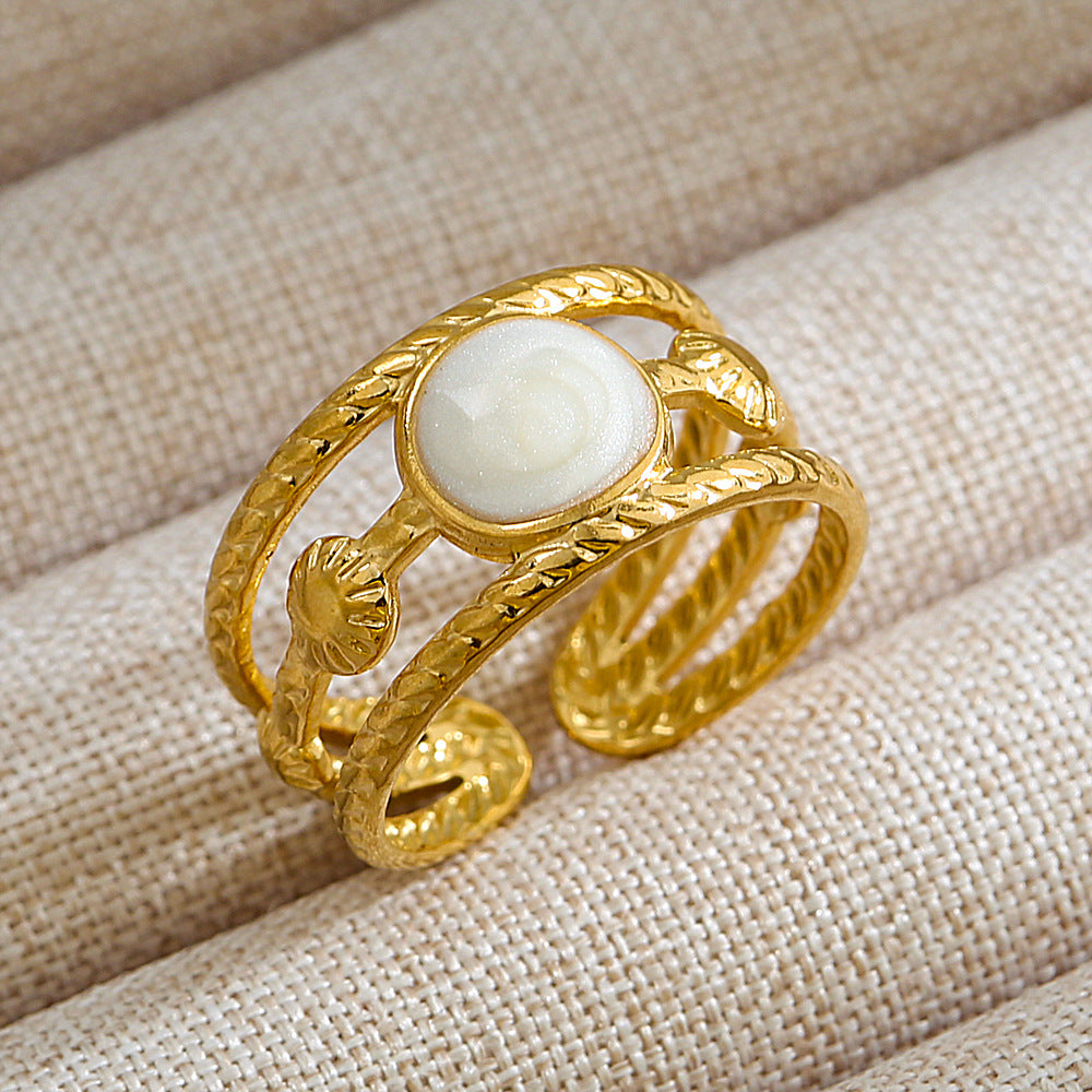 Anillo abierto de acero inoxidable 304 con letras geométricas, estilo hip hop, punk y streetwear. 