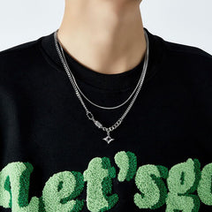 Collar doble para hombre, cadena de suéter para pareja, niño y mujer. 