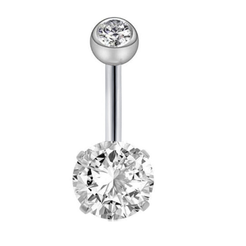 Piercing de acero inoxidable para el cuerpo, con circonitas, para el ombligo