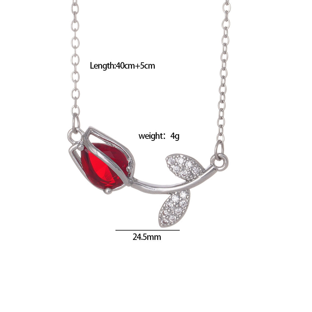 Collar de flores de tulipán con accesorios de acero de titanio 