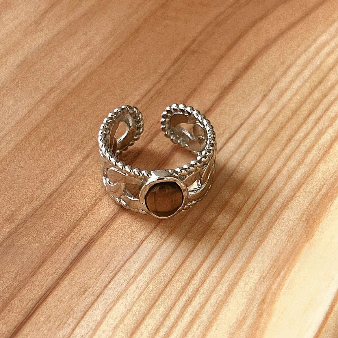 Anillo de ojo de tigre para el dedo índice 