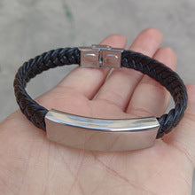 Pulsera de malla de acero inoxidable para hombre, pulsera de pareja con grabado de metal 