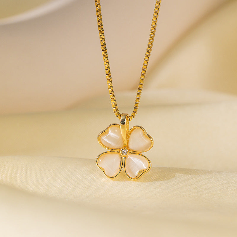 Wholesale Jewelry Sweet Simple Style Star Heart Shape Bow Knot Titanium Steel Zircon Plating Inlay Pendant Necklace