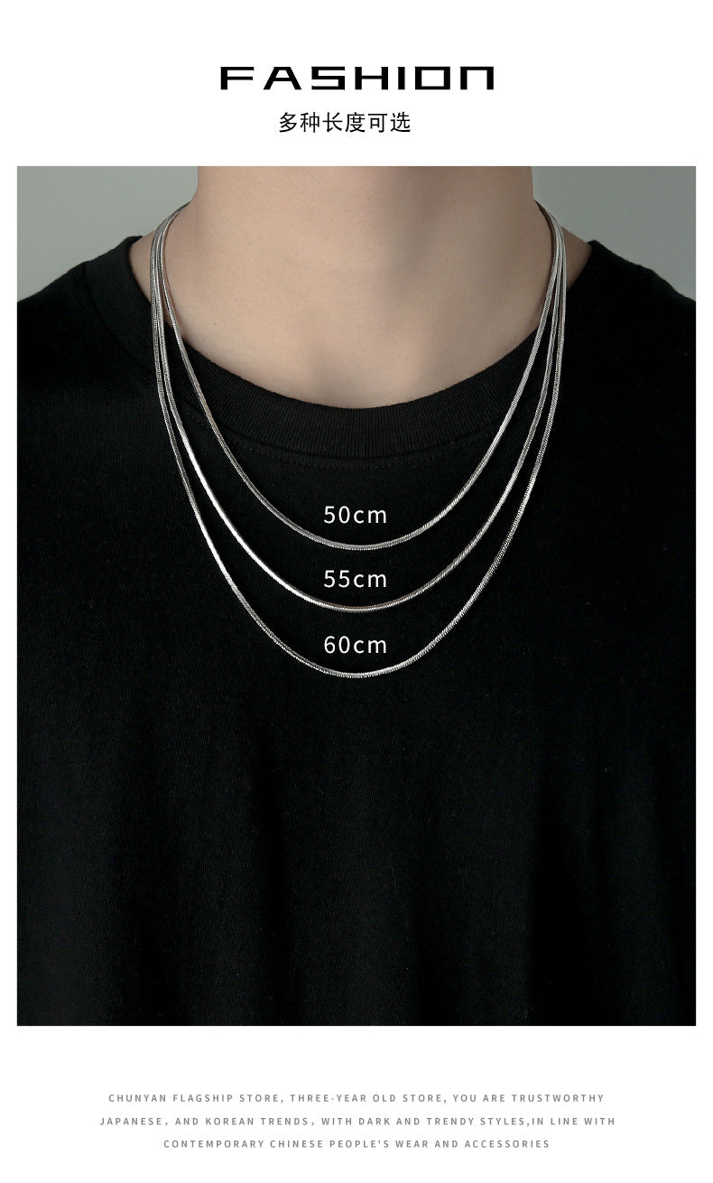 Collar de cadena de acero de titanio con hueso de serpiente para hombre 