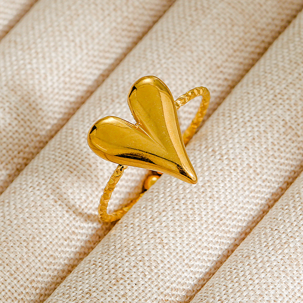 Wholesale Jewelry Geometric 304 Stainless Steel Natural Stone Open Ring (Minimum purchase 10 pcs)