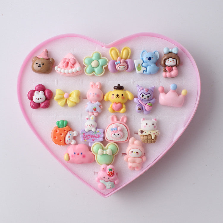 Versión de joyería para niños, linda niña, fruta, personaje de dibujos animados, anillo mixto, venta directa de fábrica de Yiwu 