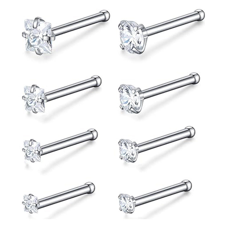 Clavo nasal recto en forma de L, clavo nasal de acero inoxidable, accesorios para piercing nasal para hombres y mujeres (100 unidades) 