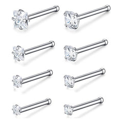 Clavo nasal recto en forma de L, clavo nasal de acero inoxidable, accesorios para piercing nasal para hombres y mujeres (100 unidades) 