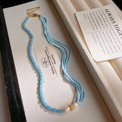 Collar de perlas de agua dulce de piedra natural con cadena de clavícula para mujer 