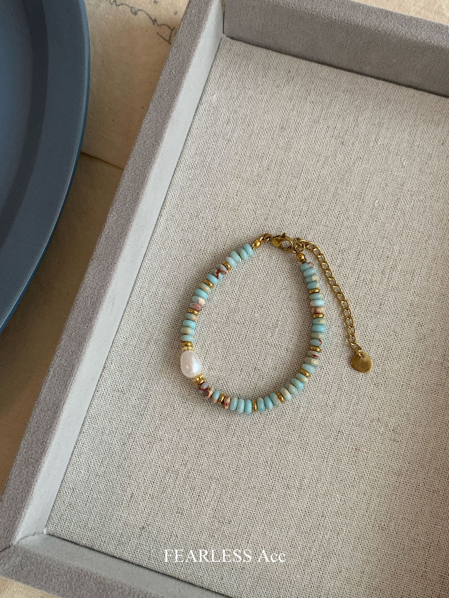Collar de perlas de piedra con cuentas de color natural para mujer 