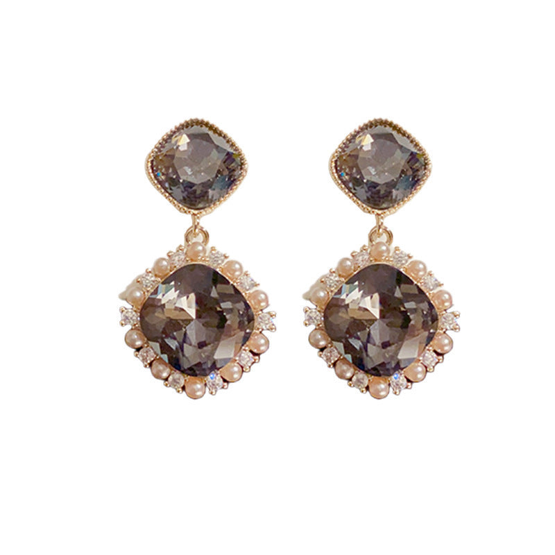 1 Pair Sweet IG Style Geometric Heart Shape Butterfly Inlay Alloy Rhinestones Pearl Drop Earrings Ear Studs