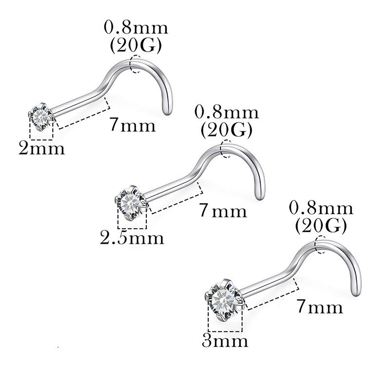 Clavo nasal recto en forma de L, clavo nasal de acero inoxidable, accesorios para piercing nasal para hombres y mujeres (100 unidades) 