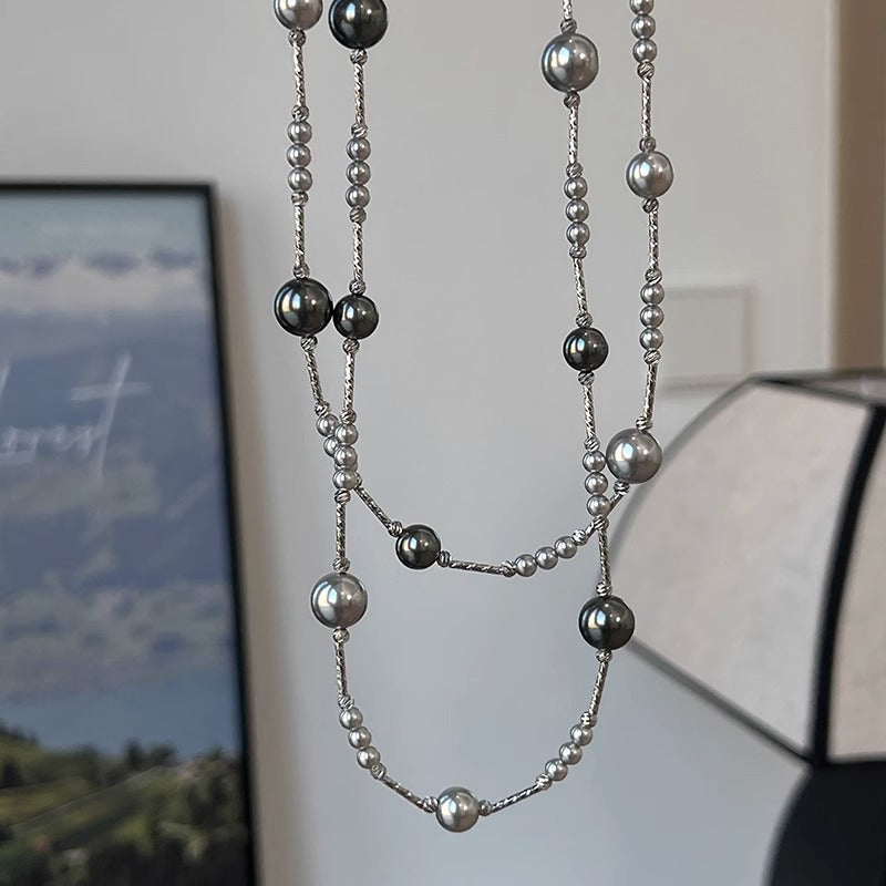 Collar de perlas de estrella gitana para mujer, cadena de suéter 