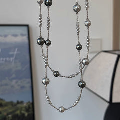 Collar de perlas de estrella gitana para mujer, cadena de suéter 