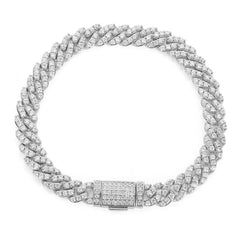 Pulsera de hip hop con cadena cubana de diamantes de una sola fila de 8 mm para hombre, pulsera de circonita 