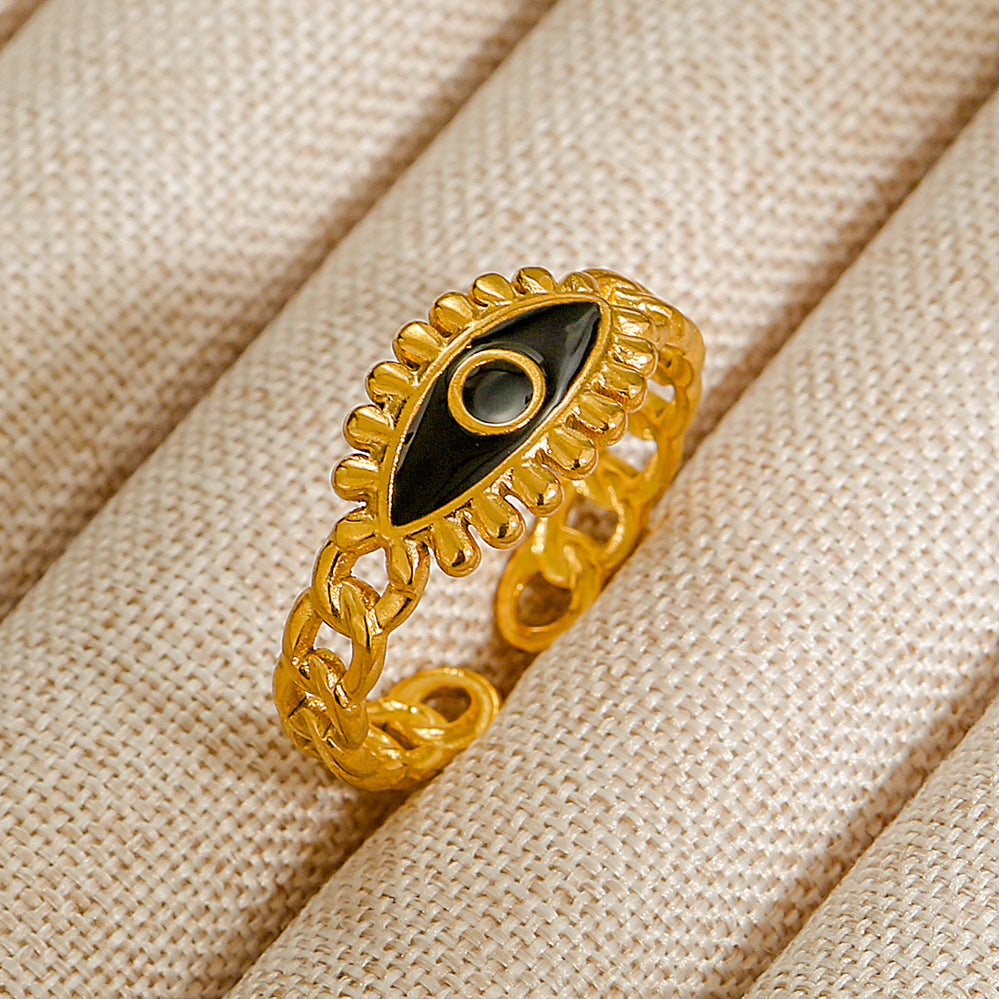 Wholesale Jewelry Geometric 304 Stainless Steel Natural Stone Open Ring (Minimum purchase 10 pcs)