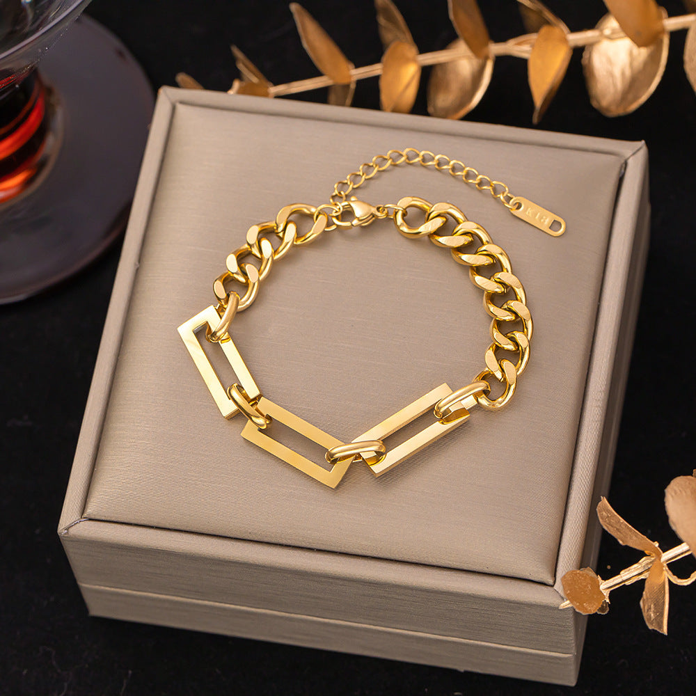 Pulsera de acero de titanio para mujer, pulsera sencilla, joyería 