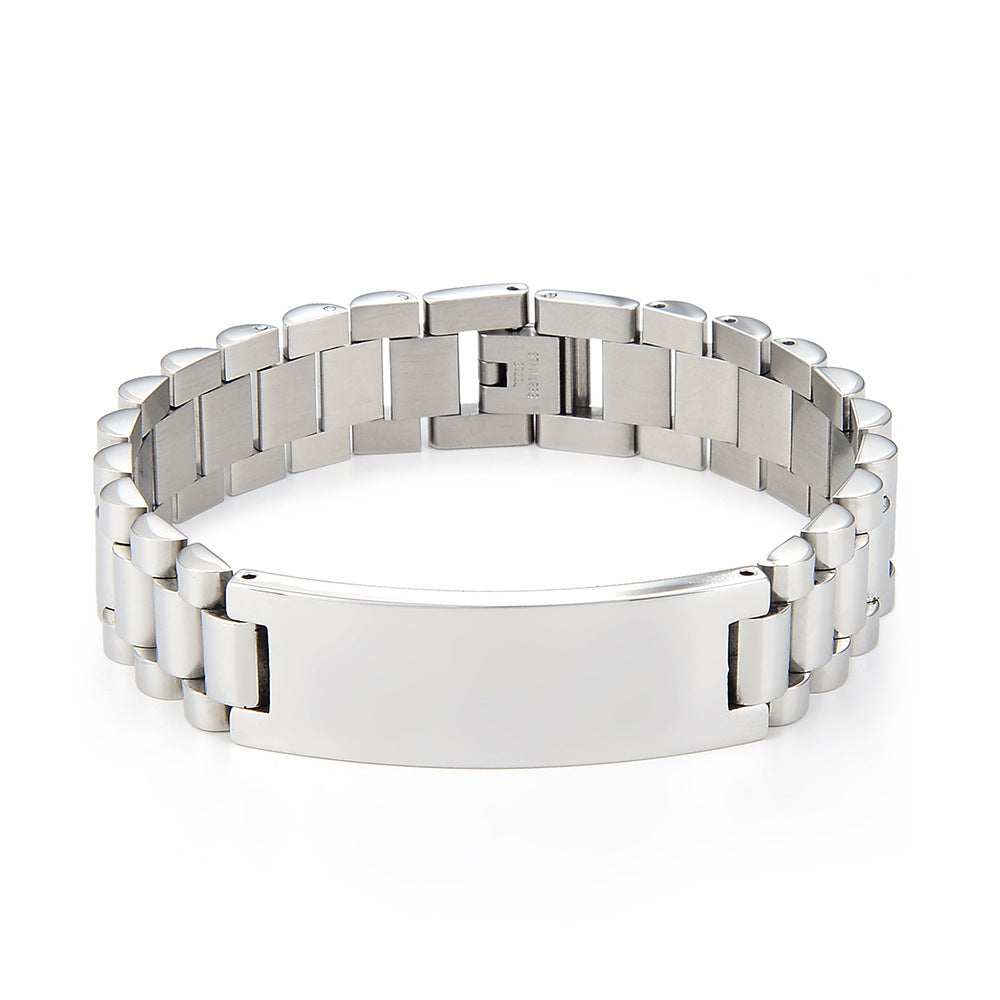 Correa de acero de titanio, pulsera de acero inoxidable de 15 mm, cadena de reloj para hombre, joyería ajustable 