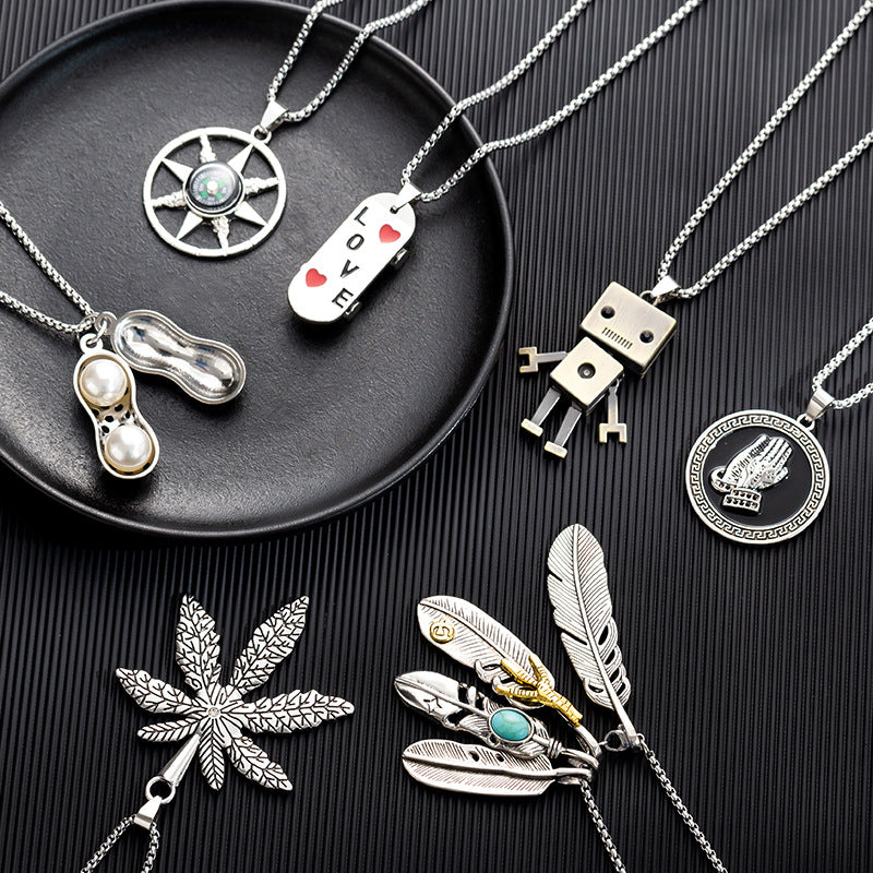 Titanium steel sweater chain men's necklace
