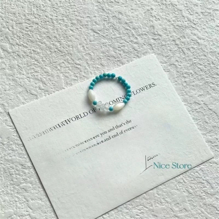 Collar de perlas de piedra natural azul para mujer con cadena de clavícula con cuentas 