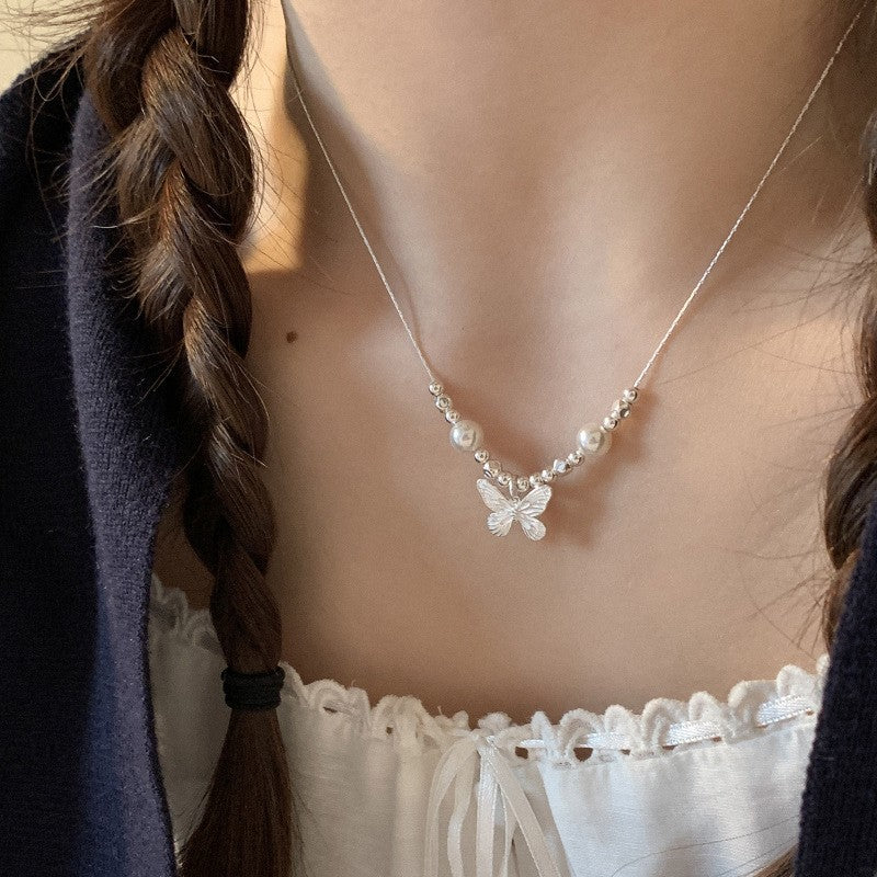 Collar versátil de perlas para mujer, cadena de clavícula que no se decolora, joyería 