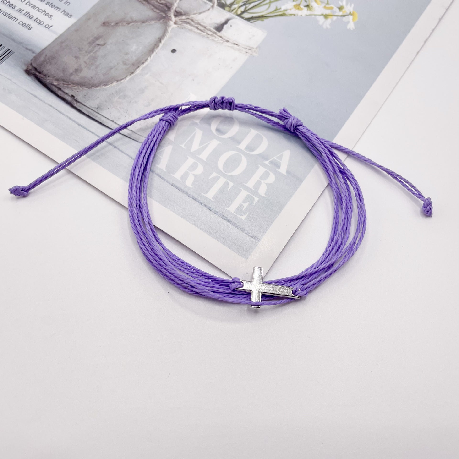 Pulsera tejida en cera, resistente al agua, con cuerda de la amistad, pulsera cruzada para surfear en la playa.