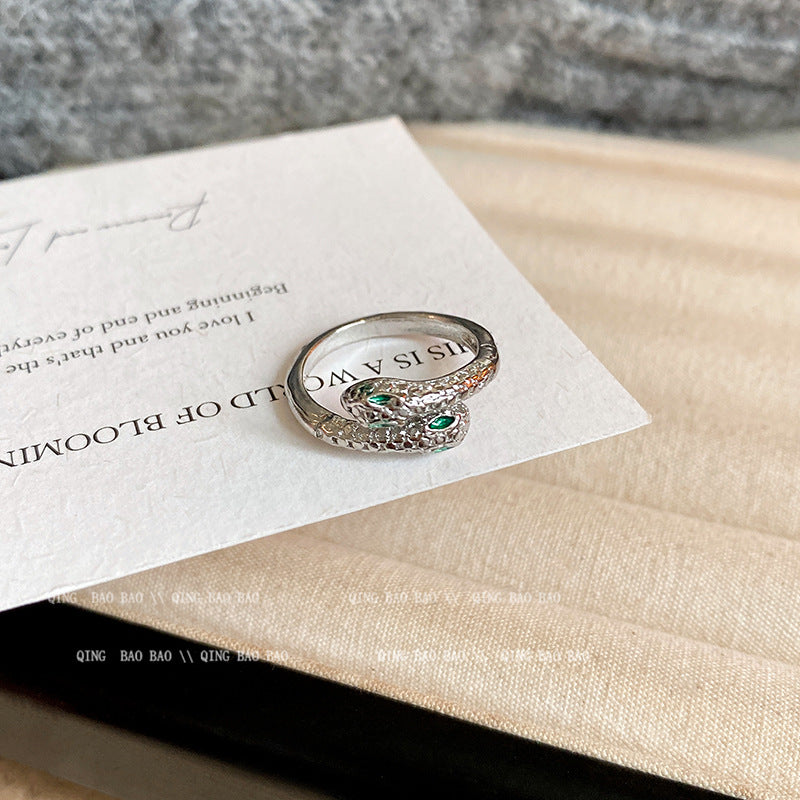 Anillo microengastado, anillo ajustable para dedo índice con apertura de circonitas para mujer