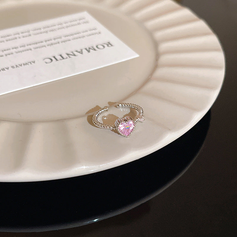 Anillo microengastado, anillo ajustable para dedo índice con apertura de circonitas para mujer