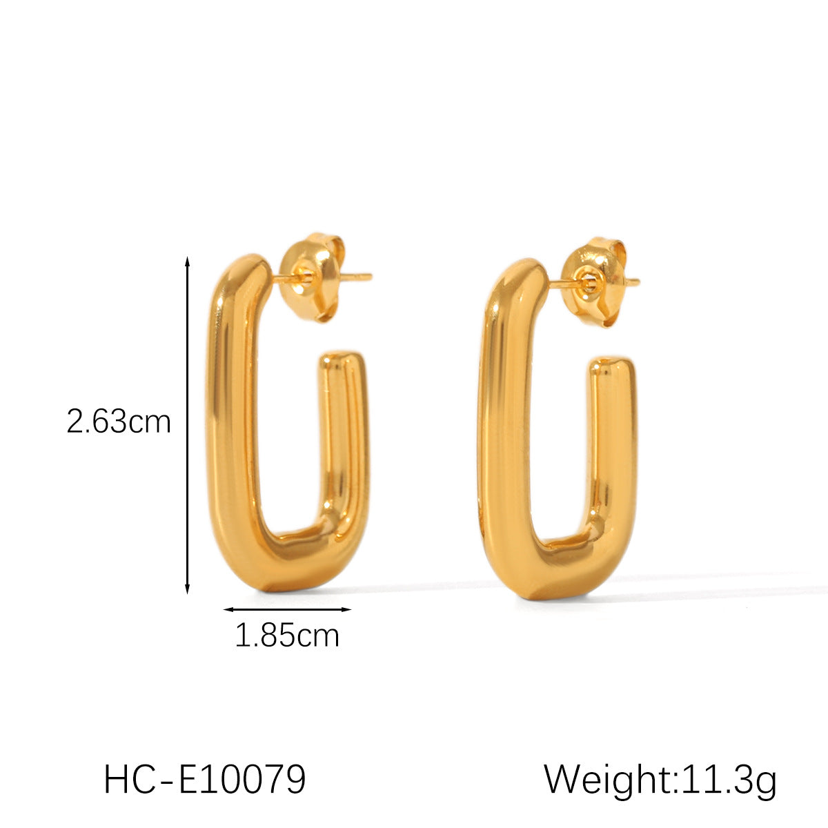 18K Gold Stainless Steel Geometric Stud Earrings