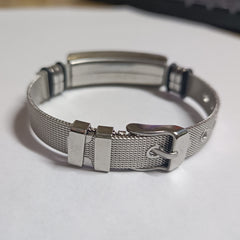 Pulsera de malla de acero inoxidable para hombre, pulsera de pareja con grabado de metal 