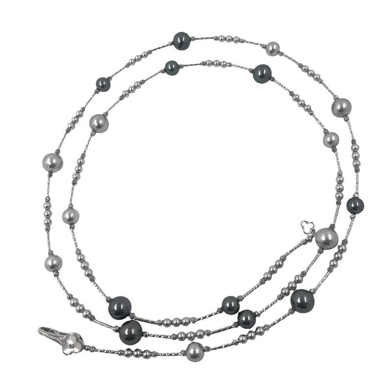 Collar de perlas de estrella gitana para mujer, cadena de suéter 