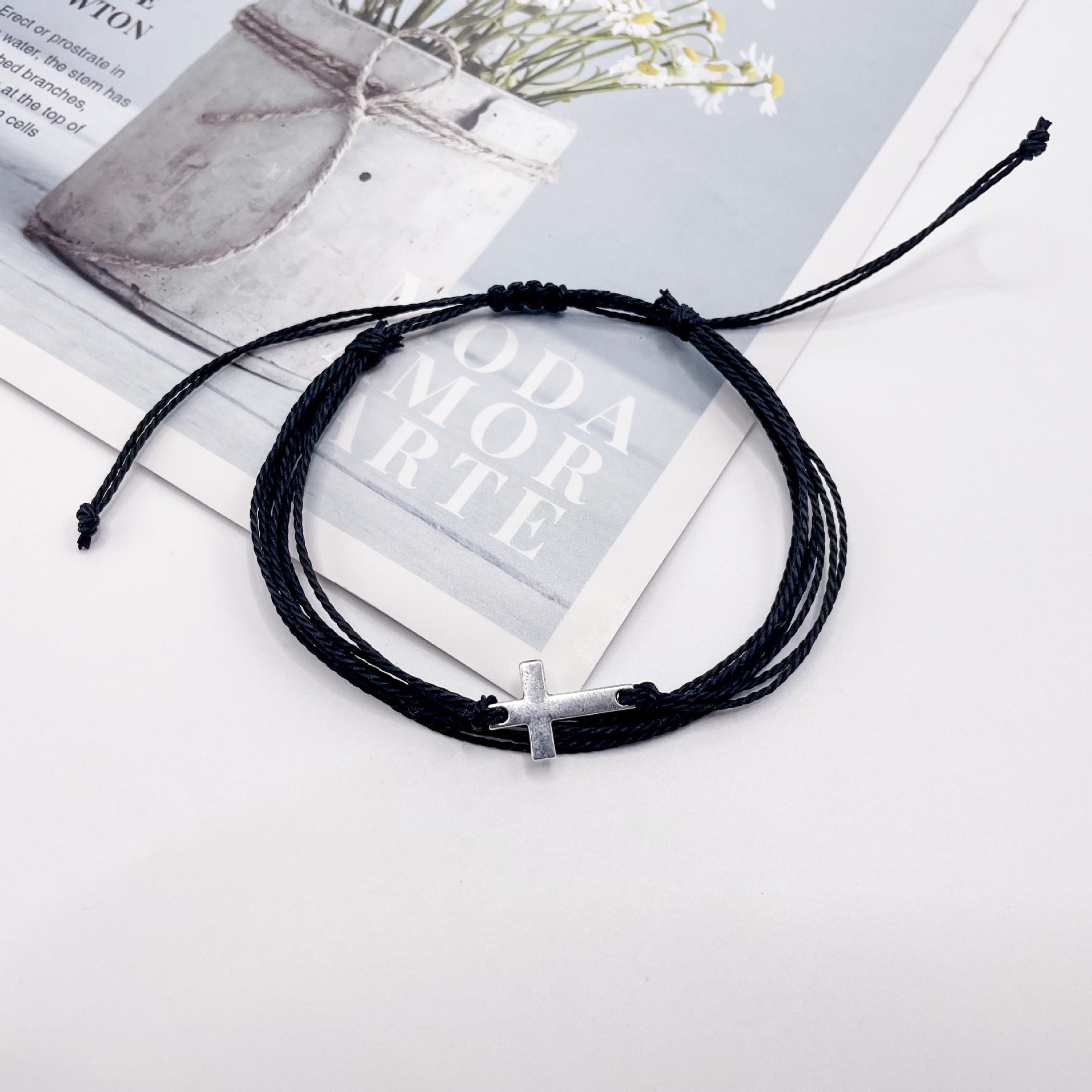 Pulsera tejida en cera, resistente al agua, con cuerda de la amistad, pulsera cruzada para surfear en la playa.