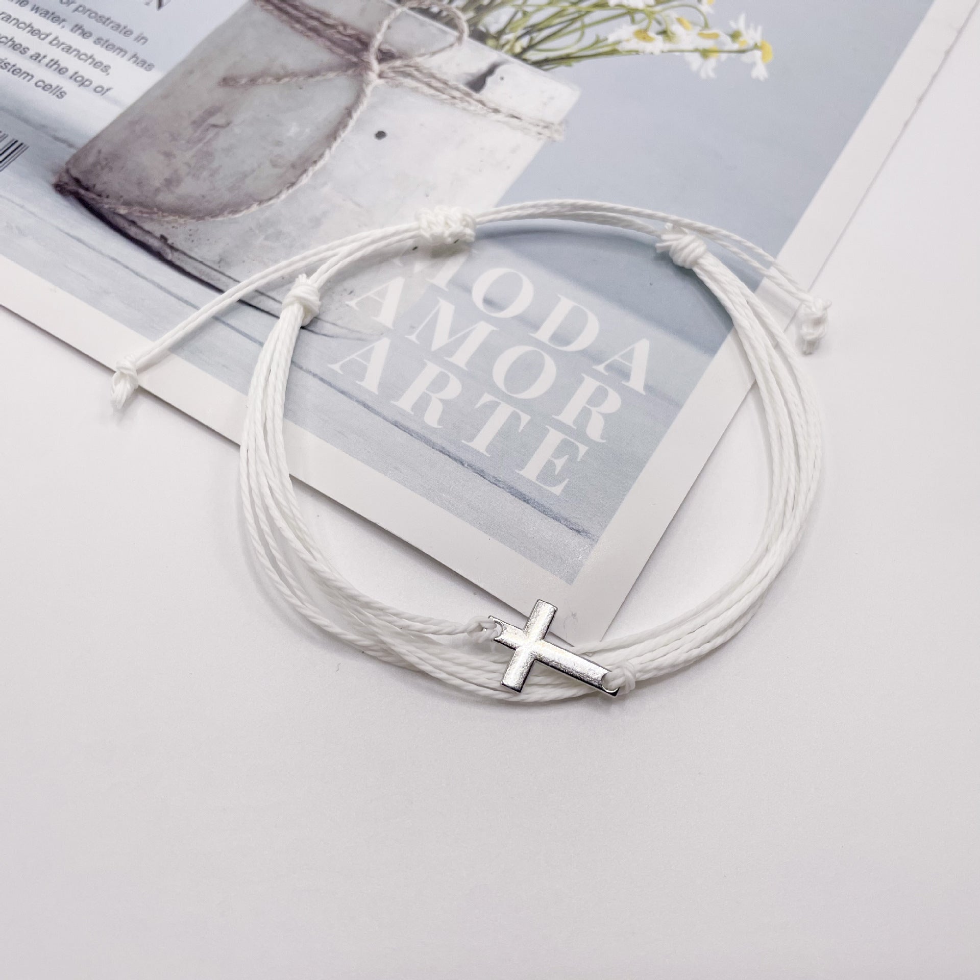 Pulsera tejida en cera, resistente al agua, con cuerda de la amistad, pulsera cruzada para surfear en la playa.