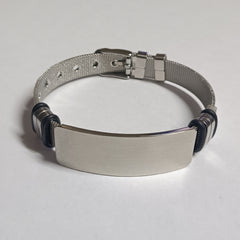 Pulsera de malla de acero inoxidable para hombre, pulsera de pareja con grabado de metal 