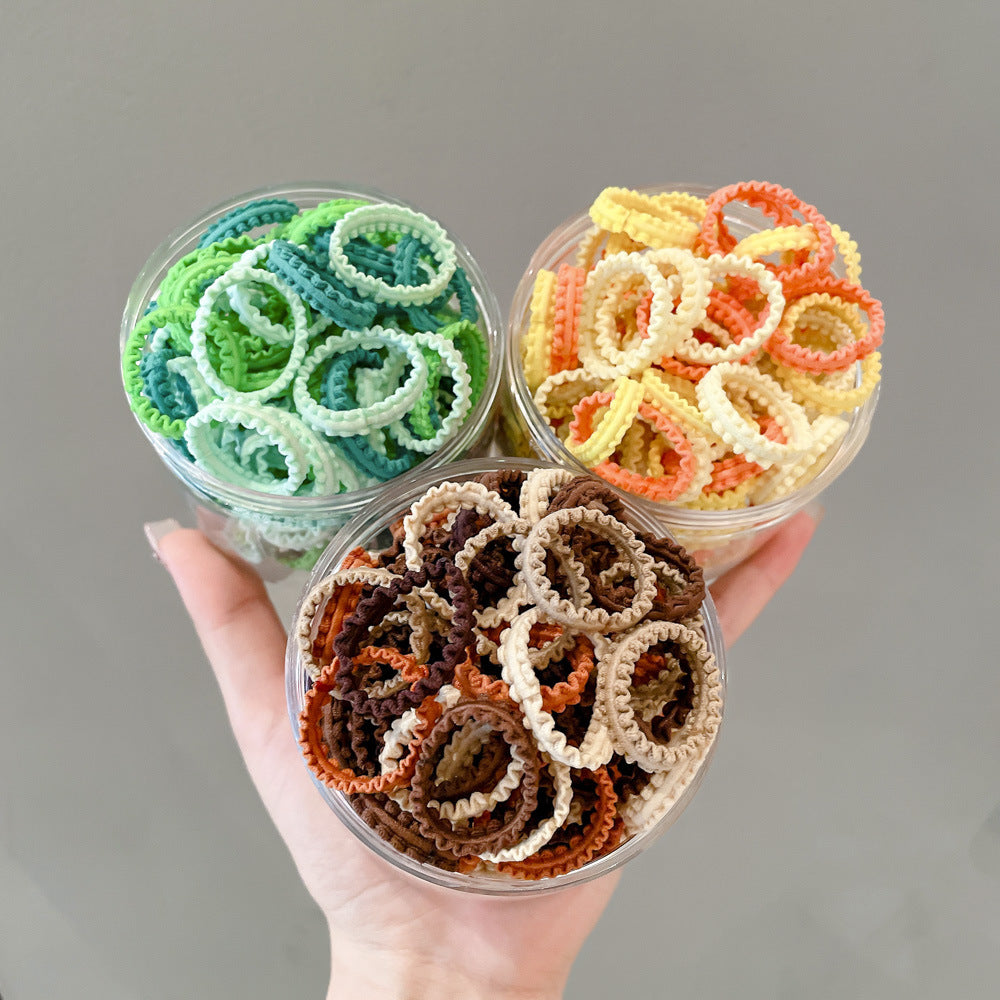 Banda de goma para niños, banda de goma de encaje enlatado de colores, cinta para el cabello elástica alta para niñas 